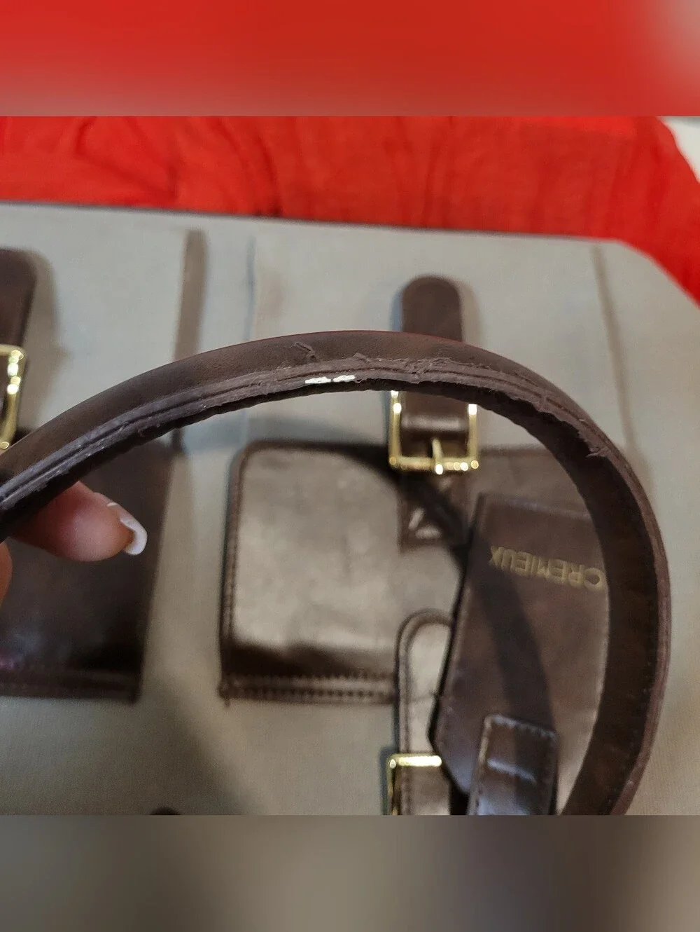 Daniel Cremieux Gray Canvas Laptop Bag with Brown Leather Trim